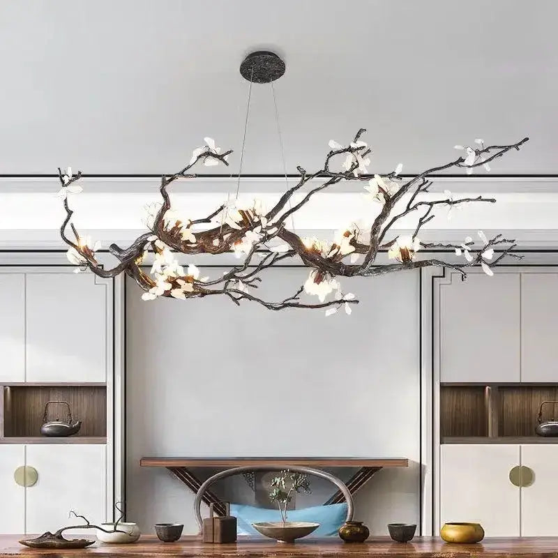 Modern copper led branch chandelier dining room floral light
