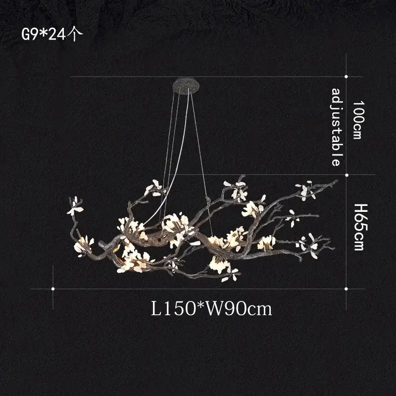 Modern copper led branch chandelier dining room floral light