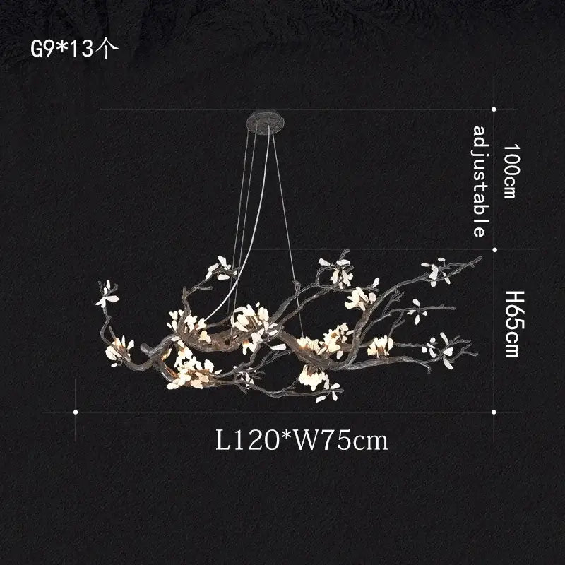 Modern copper led branch chandelier dining room floral light
