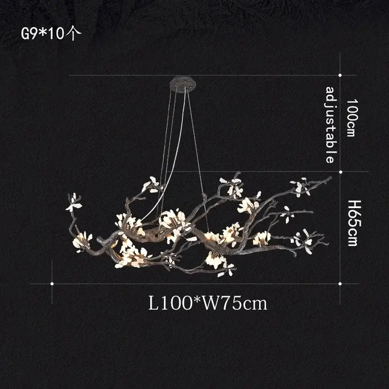Modern copper led branch chandelier dining room floral light