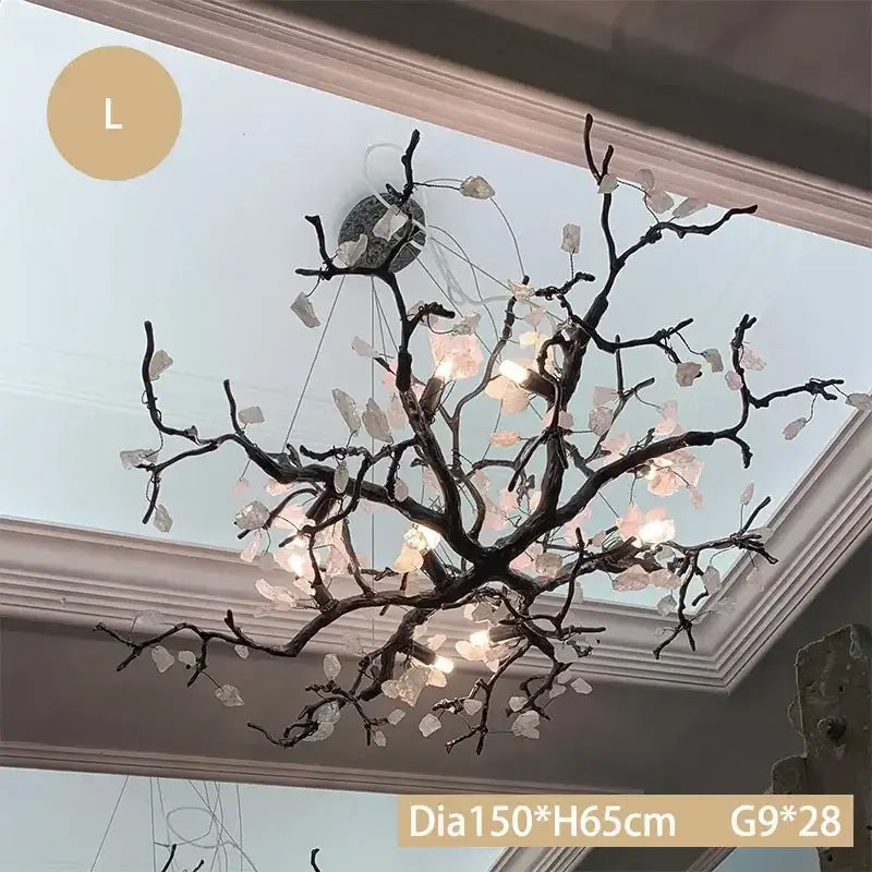 Modern copper led branch chandelier dining room floral light
