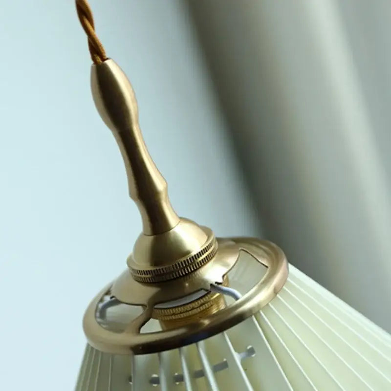 Modern copper led pendant lamp dining room pleated glass light
