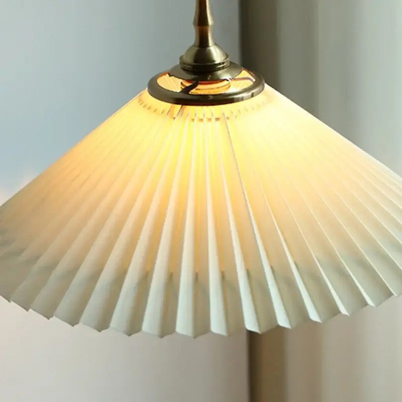 Modern copper led pendant lamp dining room pleated glass light