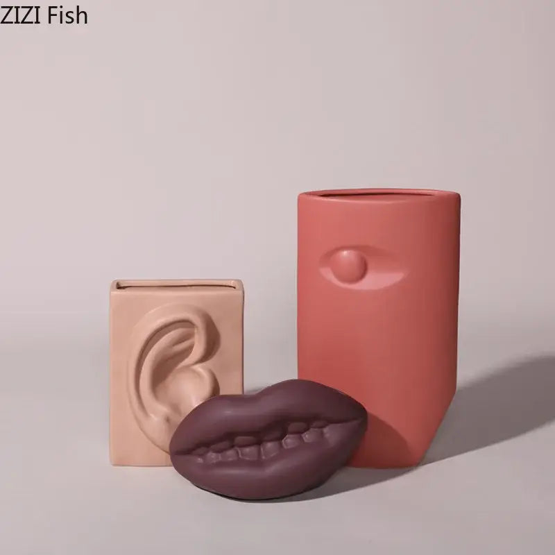 Modern coral ceramic vase decorbites ceramic living room face design