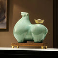 Modern cream and gold horse sculpture figurine living room decor