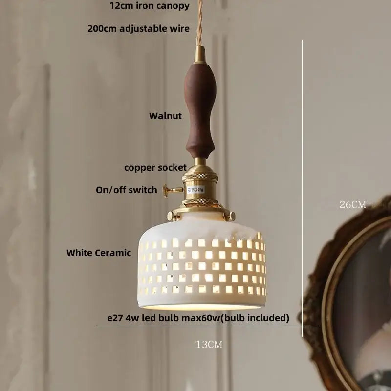 Modern cream ceramic led pendant light kitchen floral brass accent