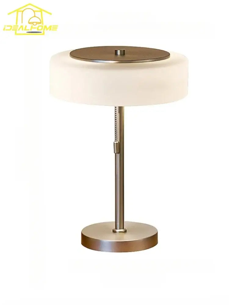 Modern cream glass table lamp bedroom brushed metal light