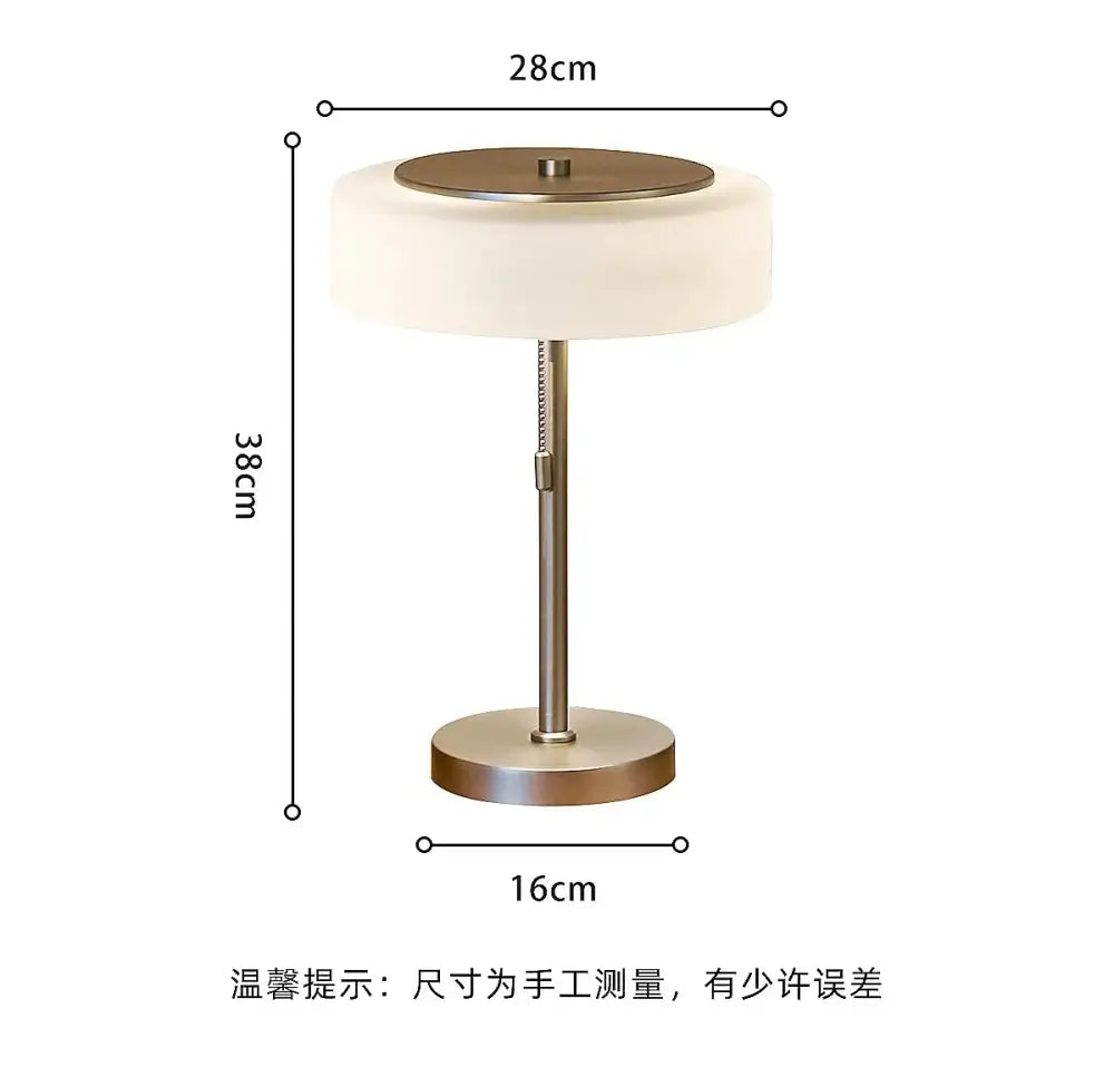 Modern cream glass table lamp bedroom brushed metal light