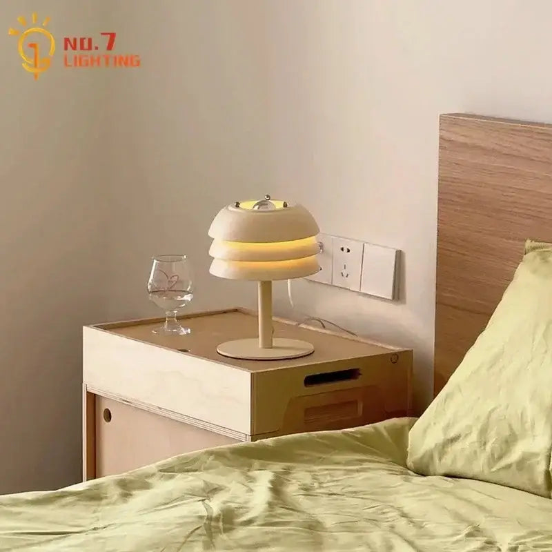 Modern cream medieval design led table lamp for bedroom