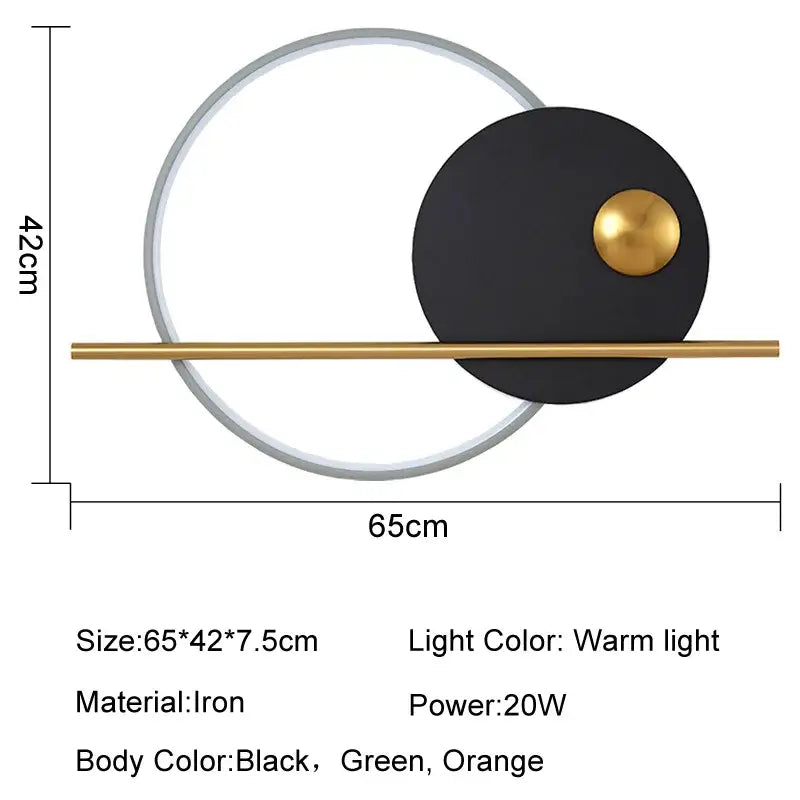 Modern cream & orange circular led wall lamps bedroom lighting