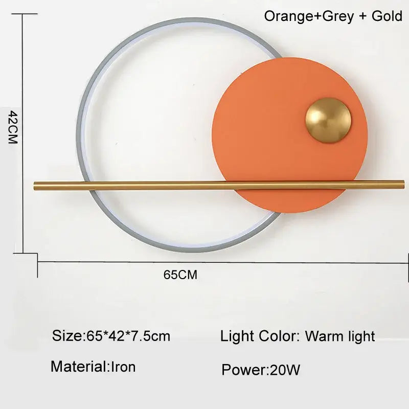 Modern cream & orange circular led wall lamps bedroom lighting