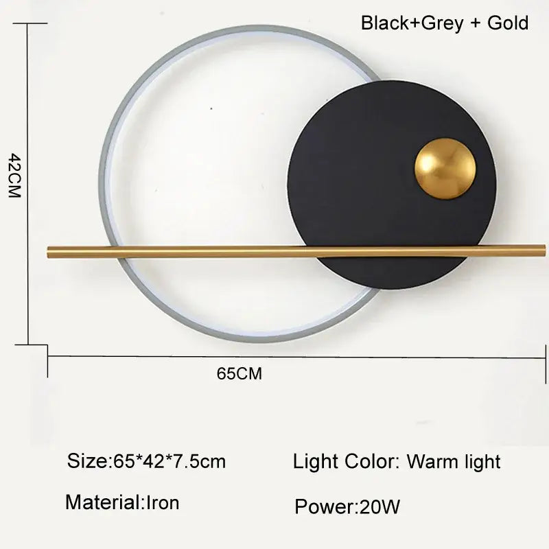 Modern cream & orange circular led wall lamps bedroom lighting
