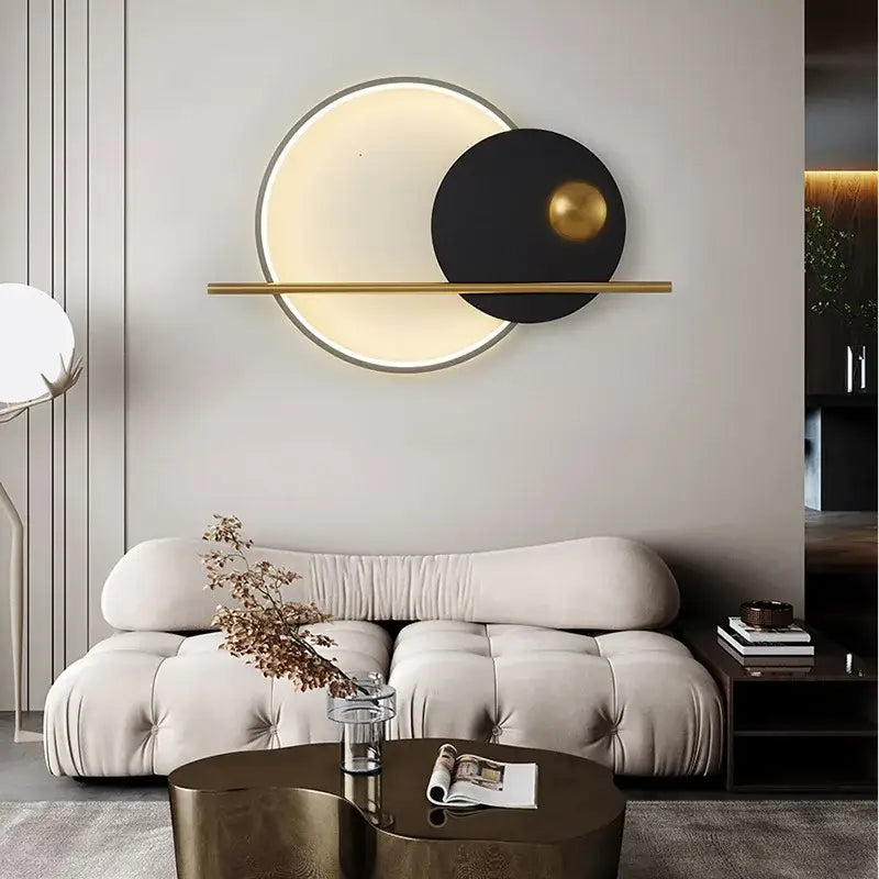 Modern cream & orange circular led wall lamps bedroom lighting