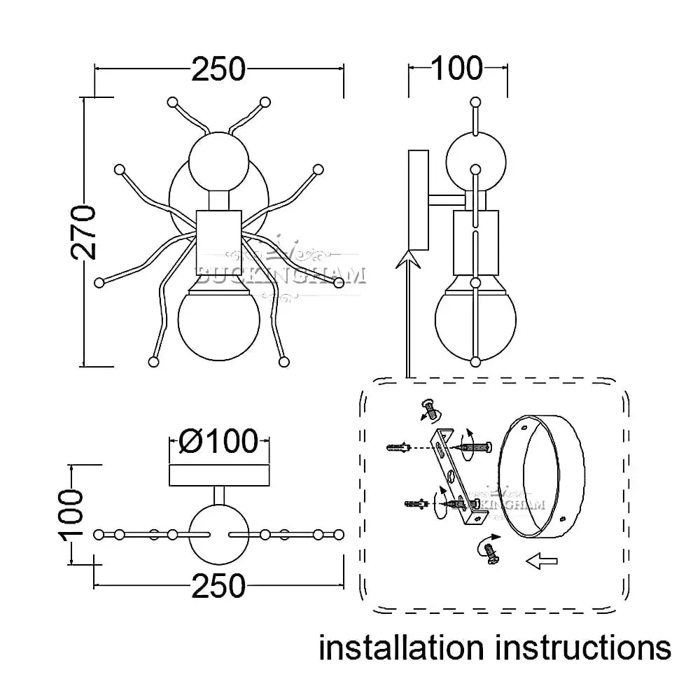 Modern creative minimalism metal robot ant wall sconce bedroom light