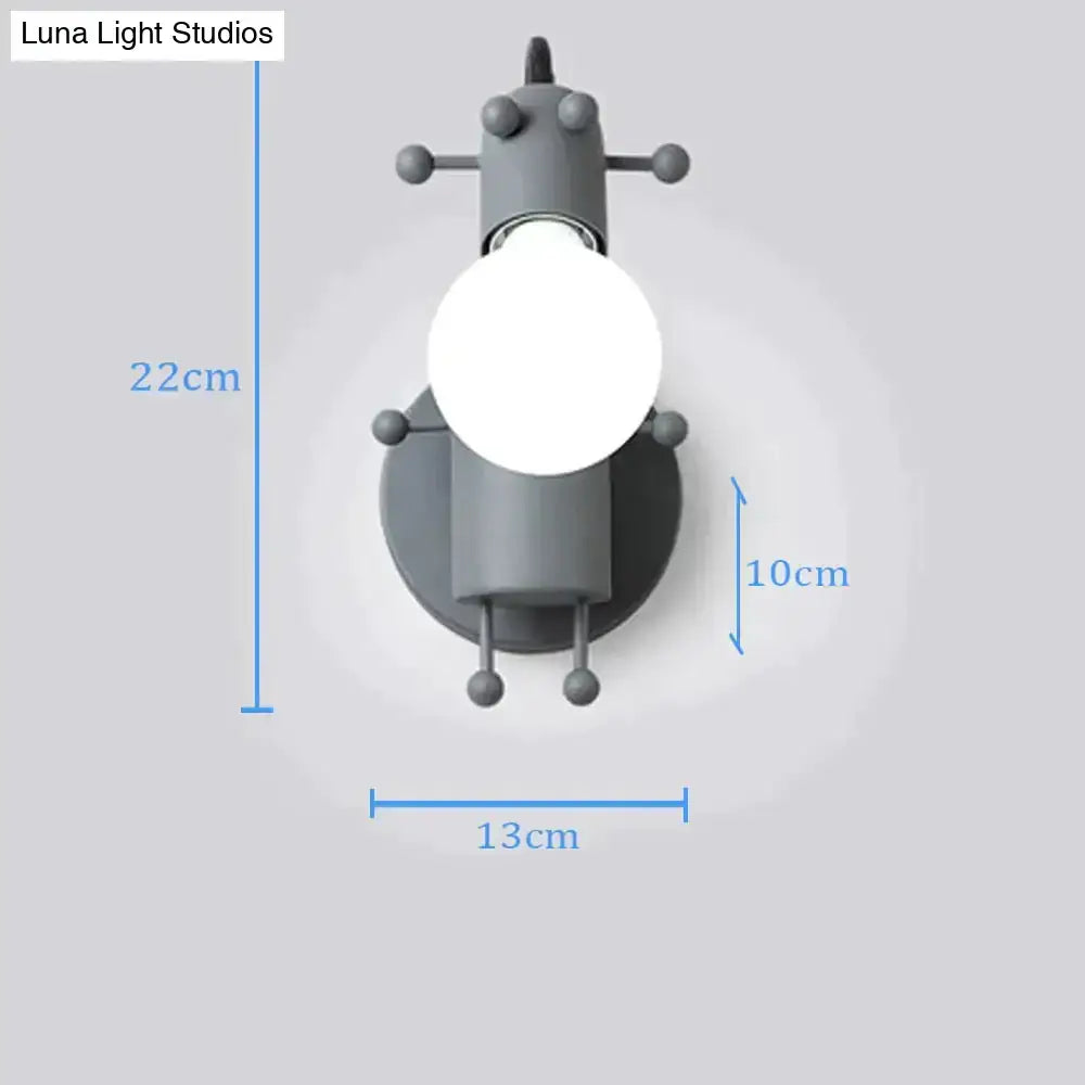 Modern creative minimalism metal robot ant wall sconce bedroom light