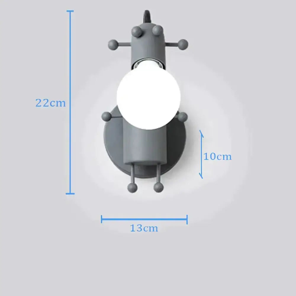 Modern creative minimalism metal robot ant wall sconce bedroom light