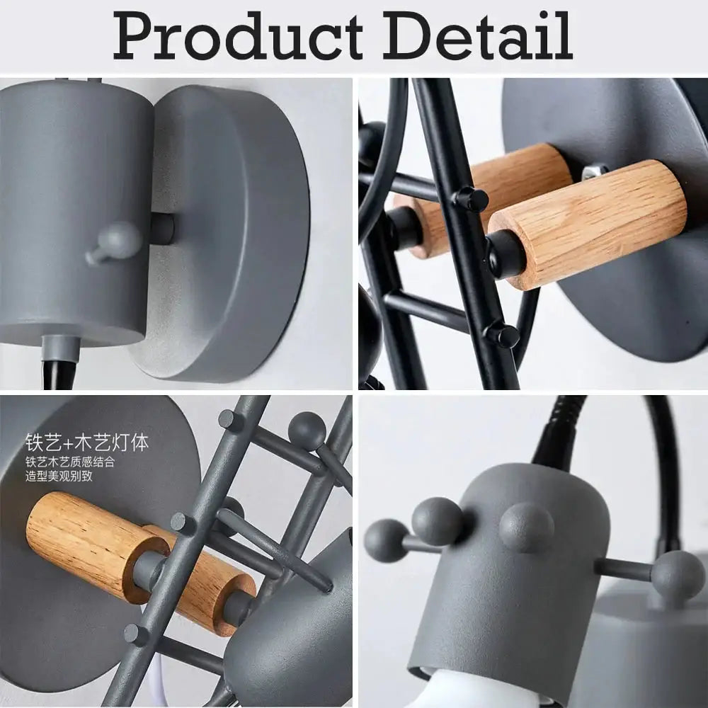 Modern creative minimalism metal robot ant wall sconce bedroom light