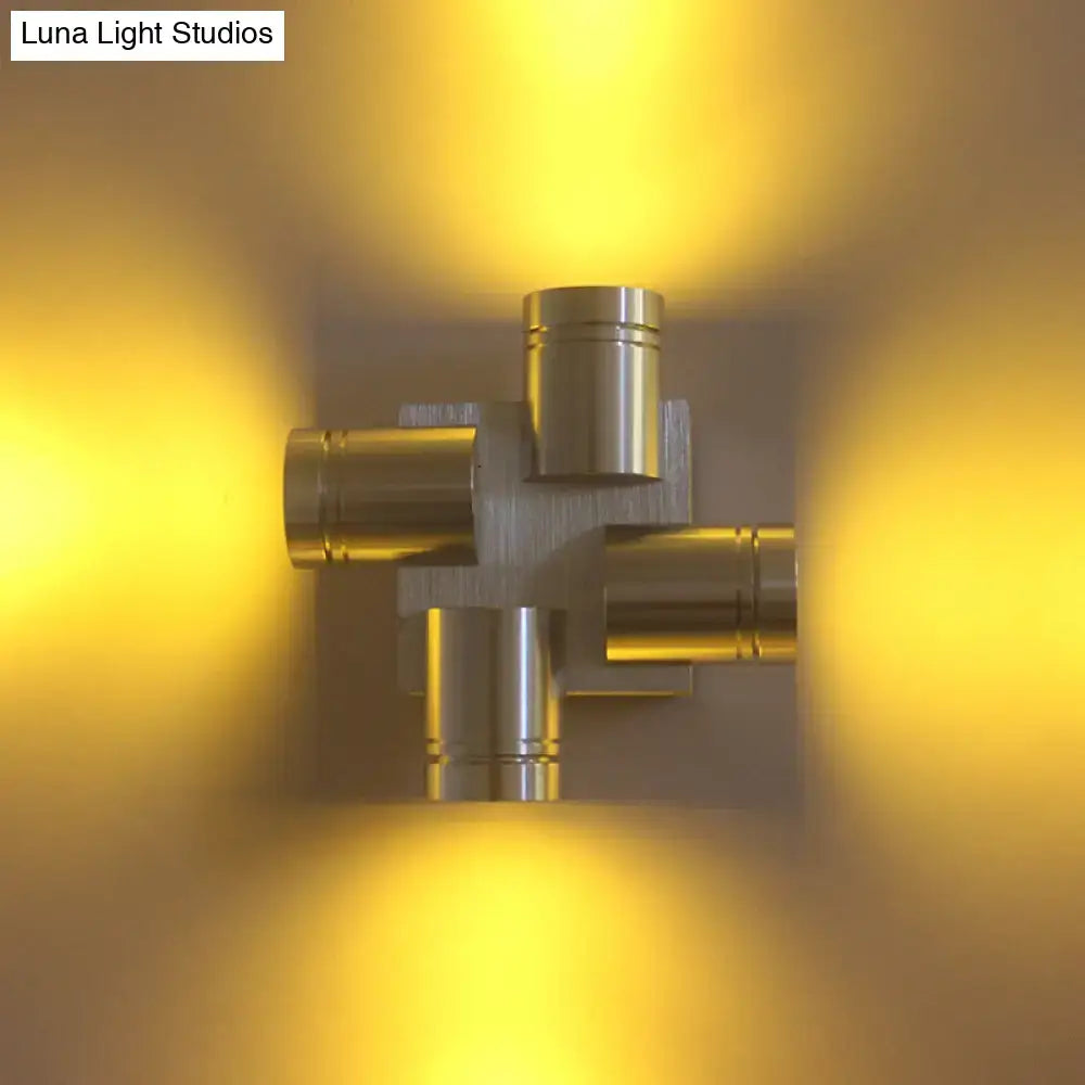 Modern cross aluminum wall mount lamp bedroom silver brushed finish