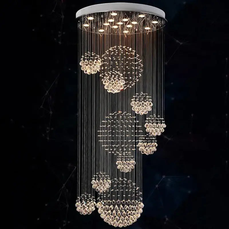 Modern crystal ball chandelier dining room cascading light