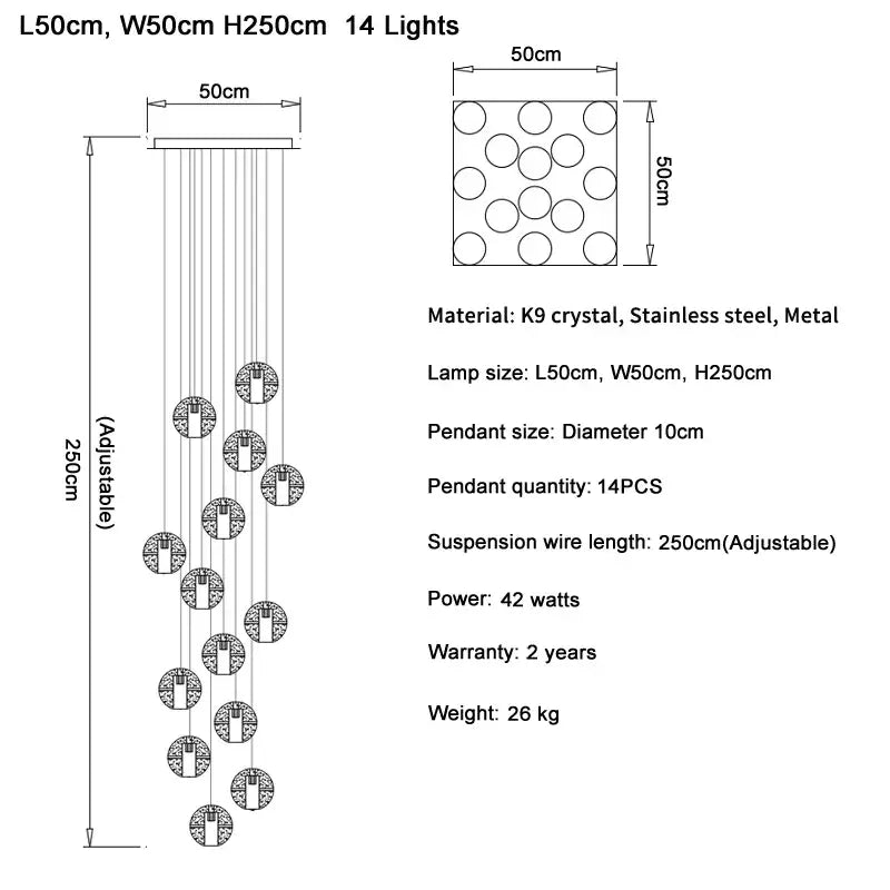 Modern crystal ball led chandelier – living room pendant light