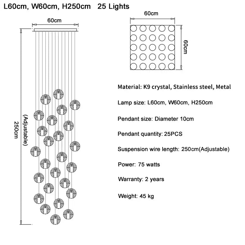 Modern crystal ball led chandelier – living room pendant light