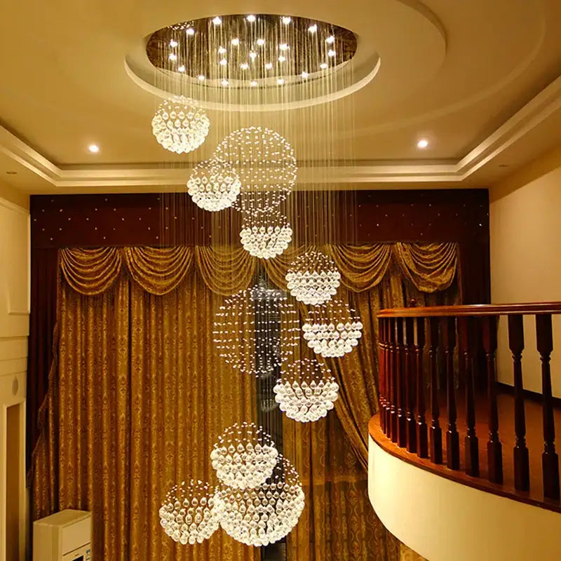 Modern crystal ball led chandelier living room pendant light