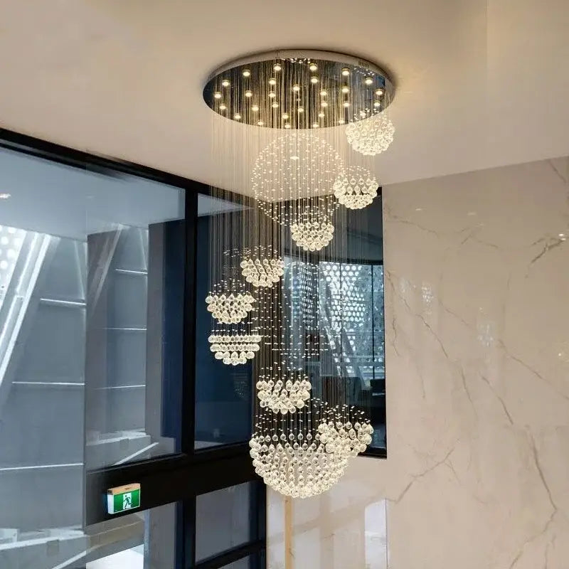 Modern crystal ball led chandelier living room pendant light