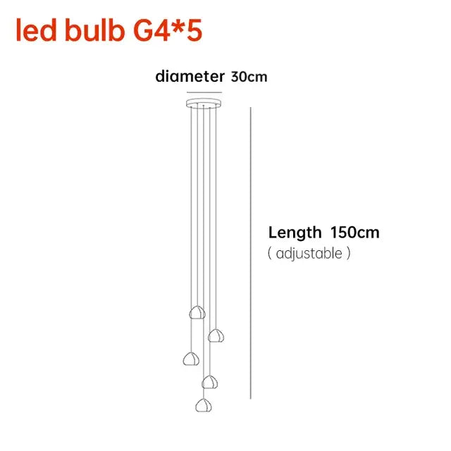 Modern crystal ball nordic led chandelier staircase pendant light