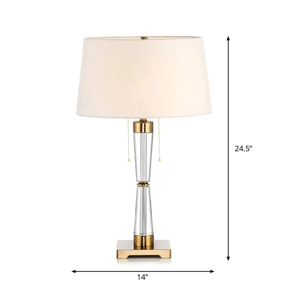Modern crystal base table lamp with cream shade – bedroom light