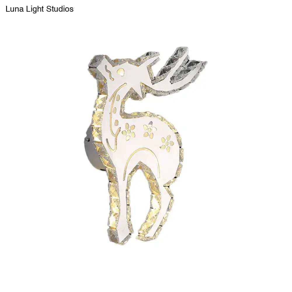 Modern crystal block elk wall sconce white & gold bedroom led light