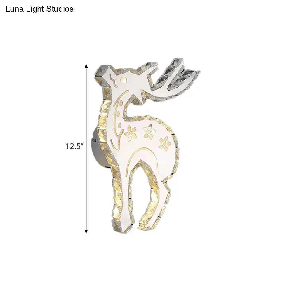 Modern crystal block elk wall sconce white & gold bedroom led light