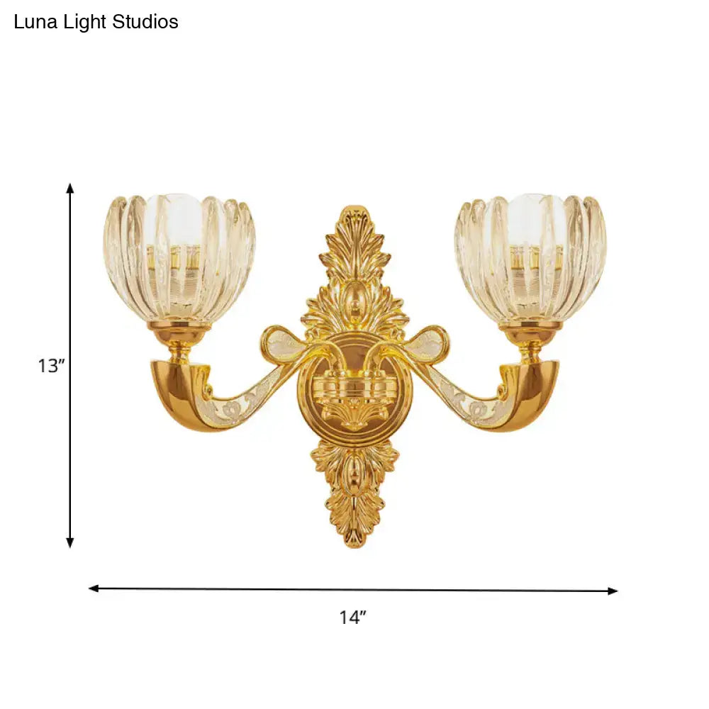 Modern crystal block gold wall lamp fixture bedroom sconce