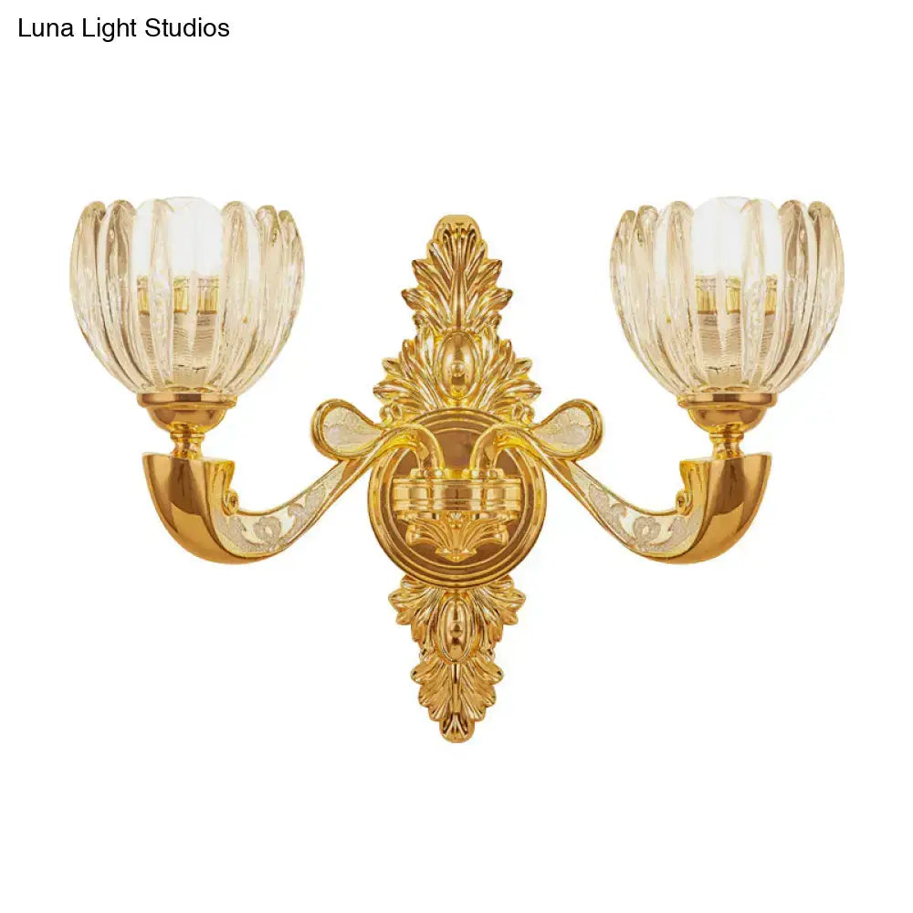 Modern crystal block gold wall lamp fixture bedroom sconce