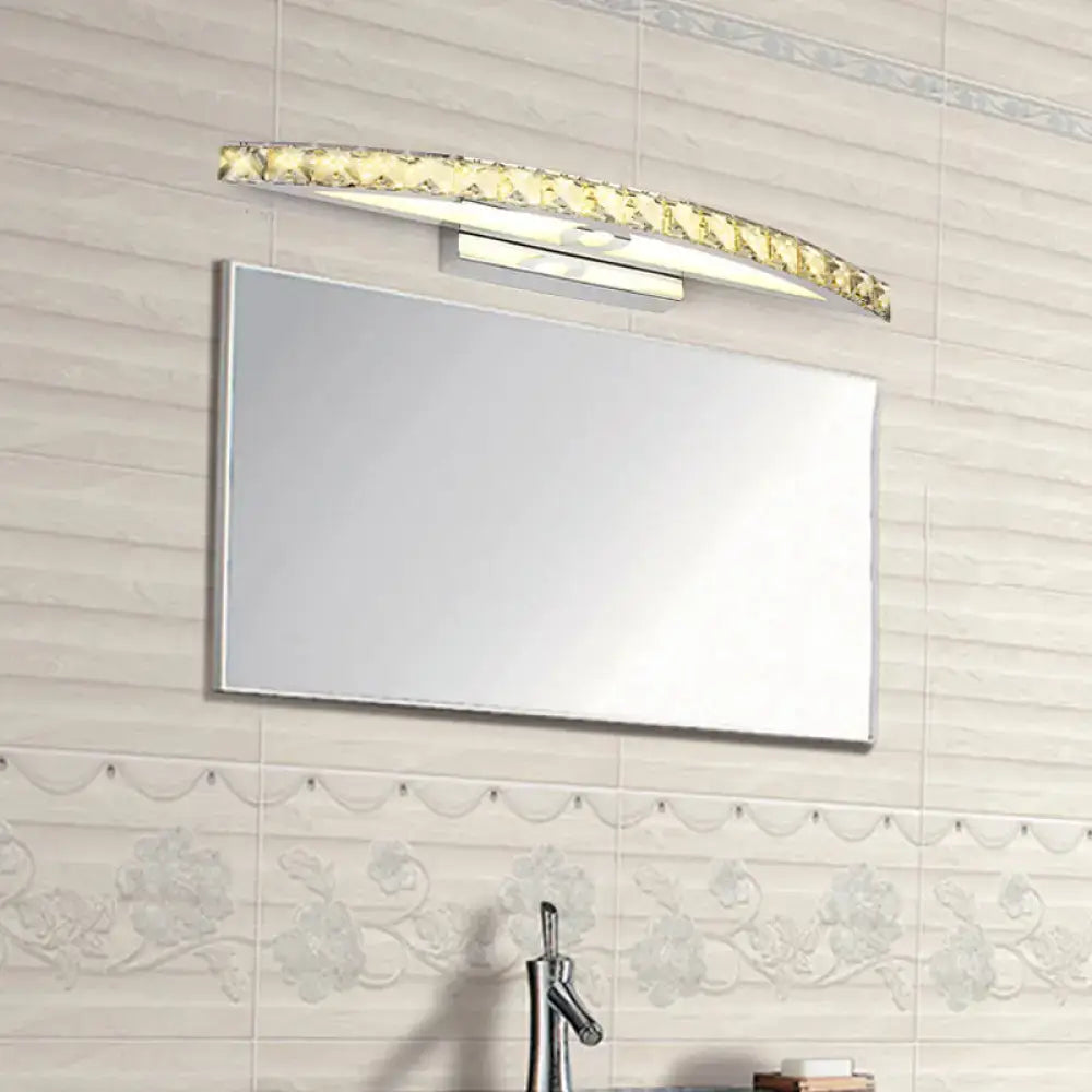 Modern crystal bow bathroom sconce in clear & champagne led bulb