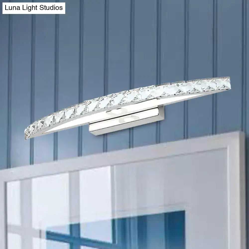 Modern crystal bow bathroom sconce in clear & champagne led bulb