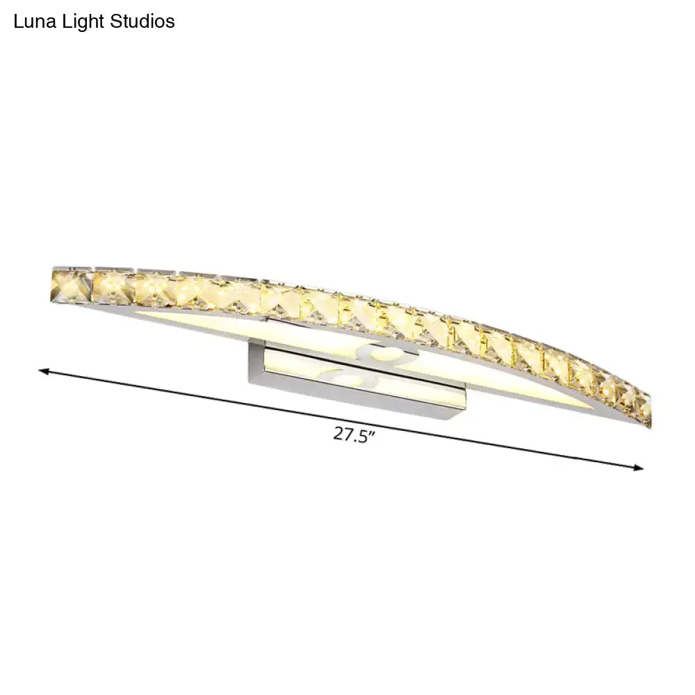 Modern crystal bow bathroom sconce in clear & champagne led bulb