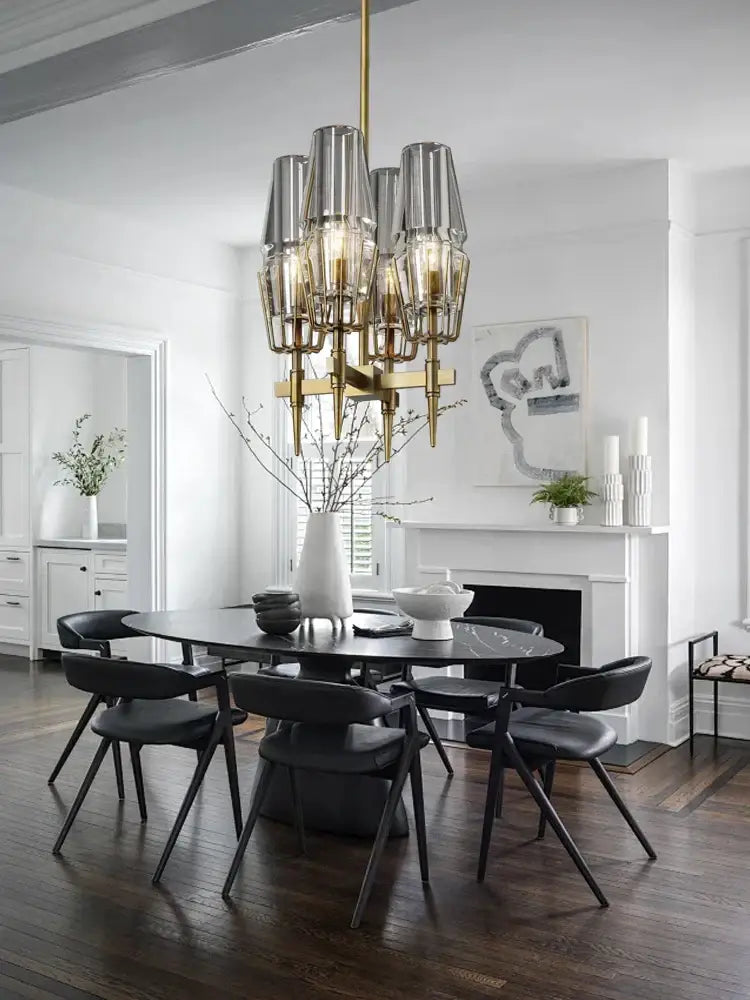 Modern crystal brass glass pendant light dining room chandelier