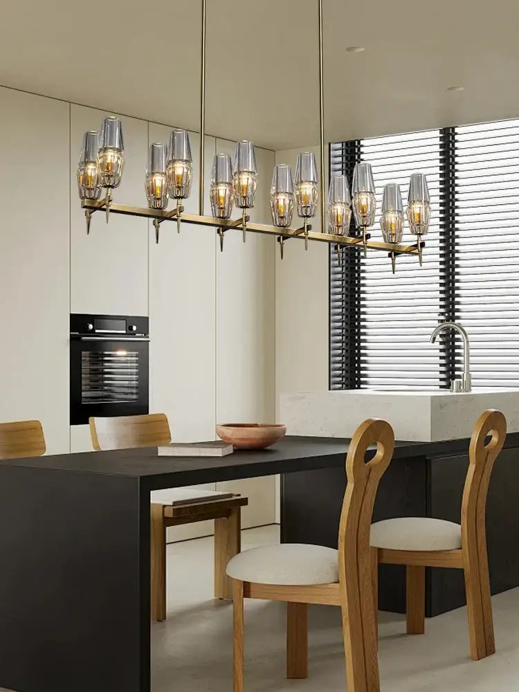 Modern crystal brass glass pendant light dining room chandelier