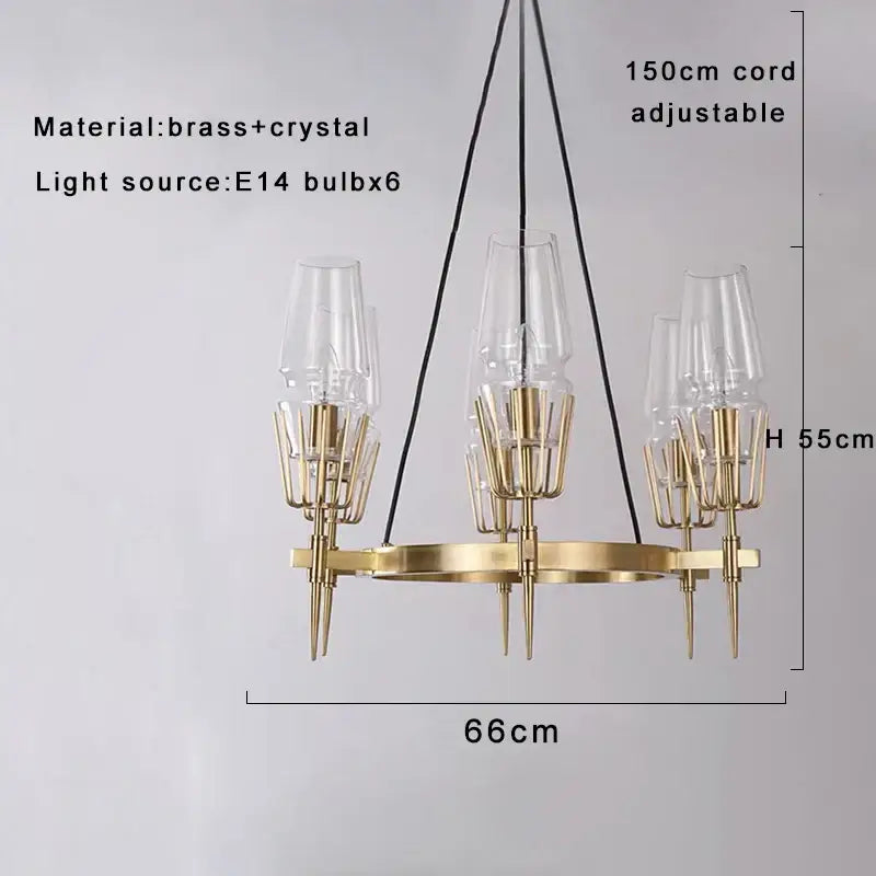 Modern crystal brass glass pendant light dining room chandelier