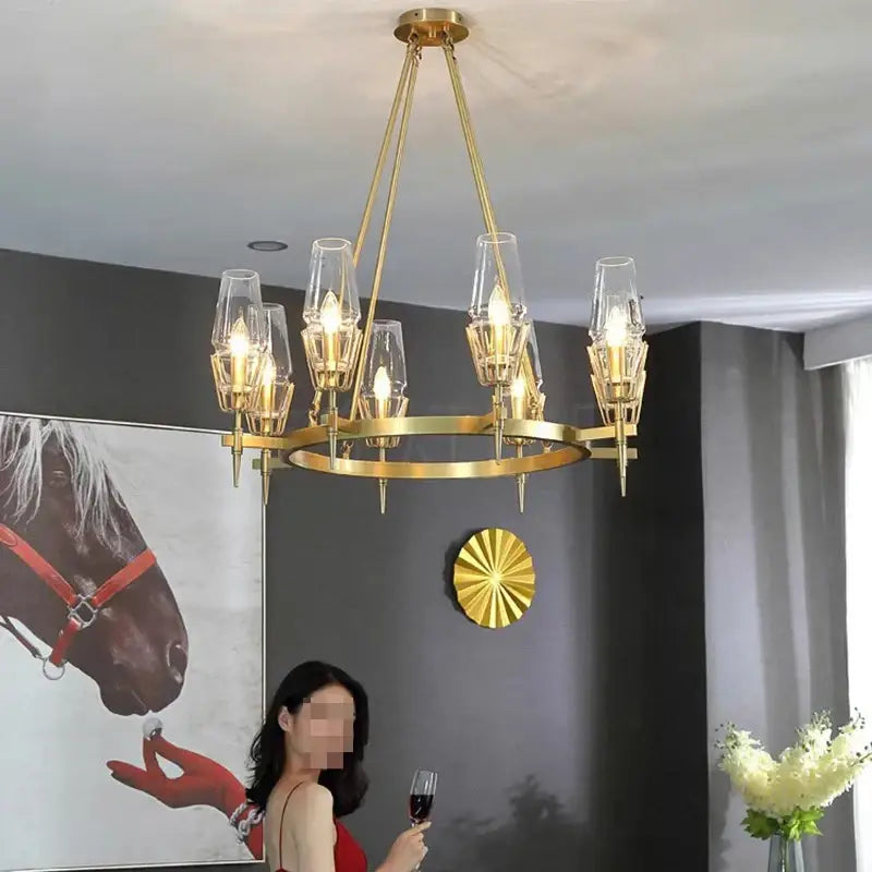 Modern crystal brass glass pendant light dining room chandelier