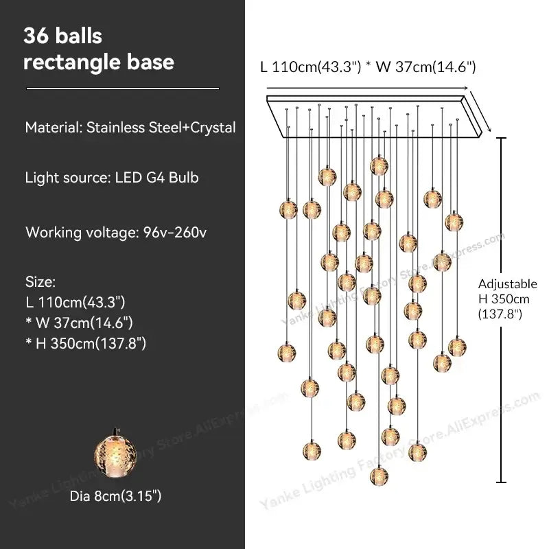 Modern crystal bubble ball pendant light for dining room