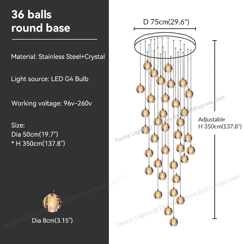 Modern crystal bubble ball pendant light for dining room