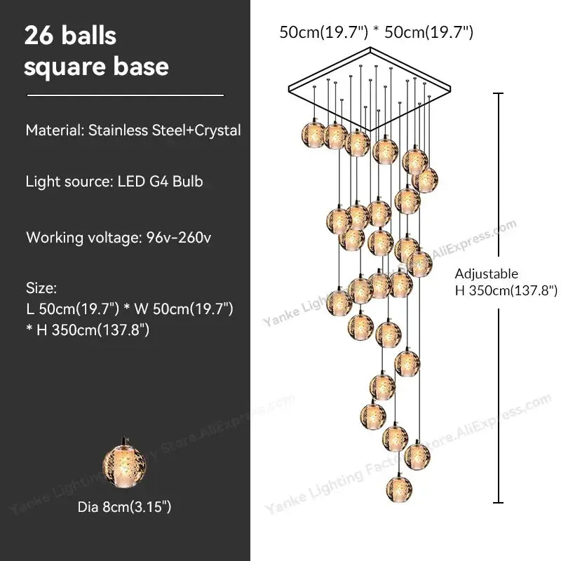 Modern crystal bubble ball pendant light for dining room