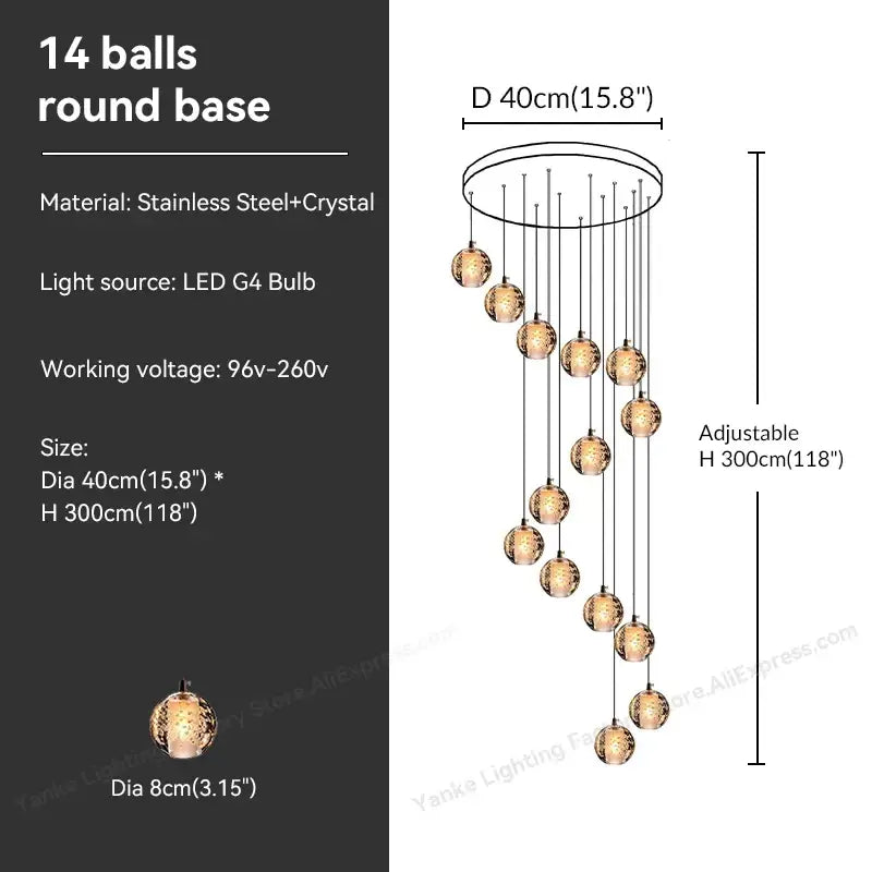 Modern crystal bubble ball pendant light for dining room