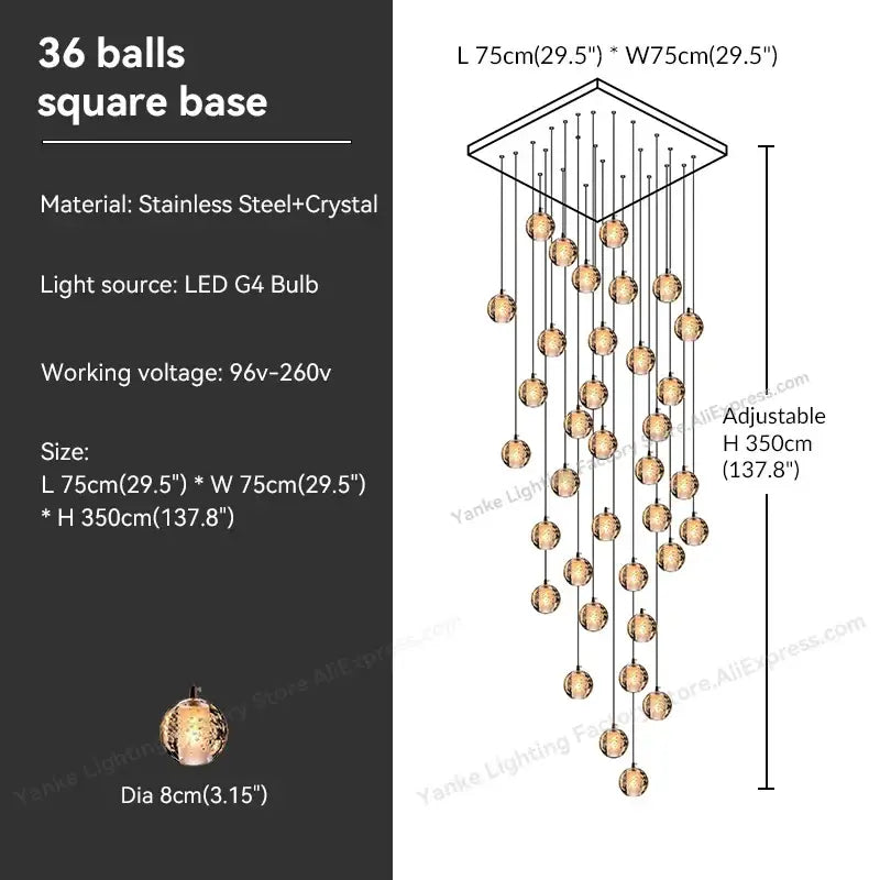 Modern crystal bubble ball pendant light for dining room