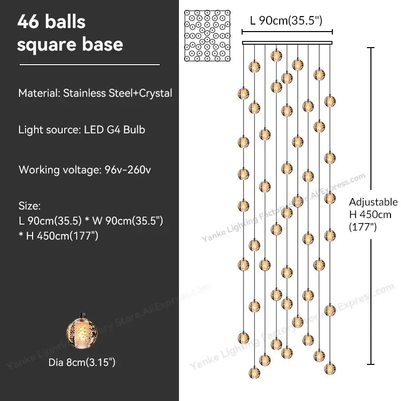 Modern crystal bubble ball pendant light for dining room