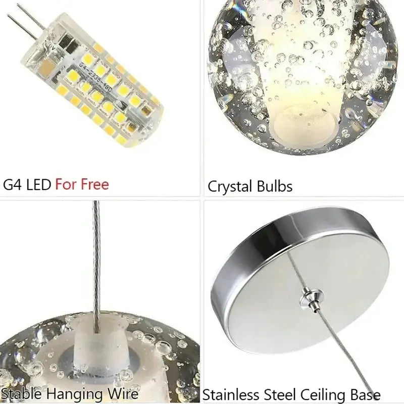 Modern crystal bubble ball pendant light for dining room