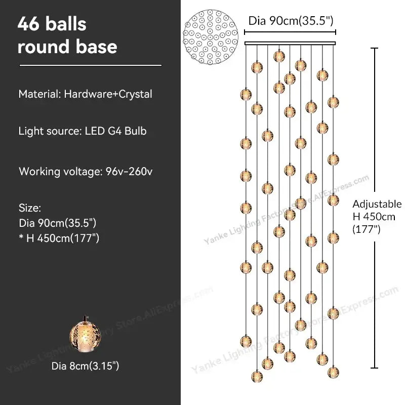 Modern crystal bubble ball pendant light for dining room