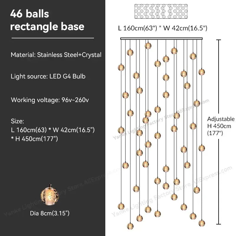 Modern crystal bubble ball pendant light for dining room