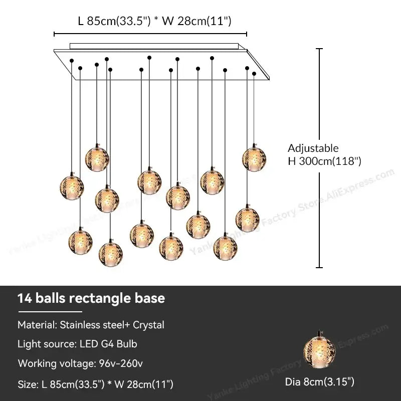 Modern crystal bubble ball pendant light for dining room